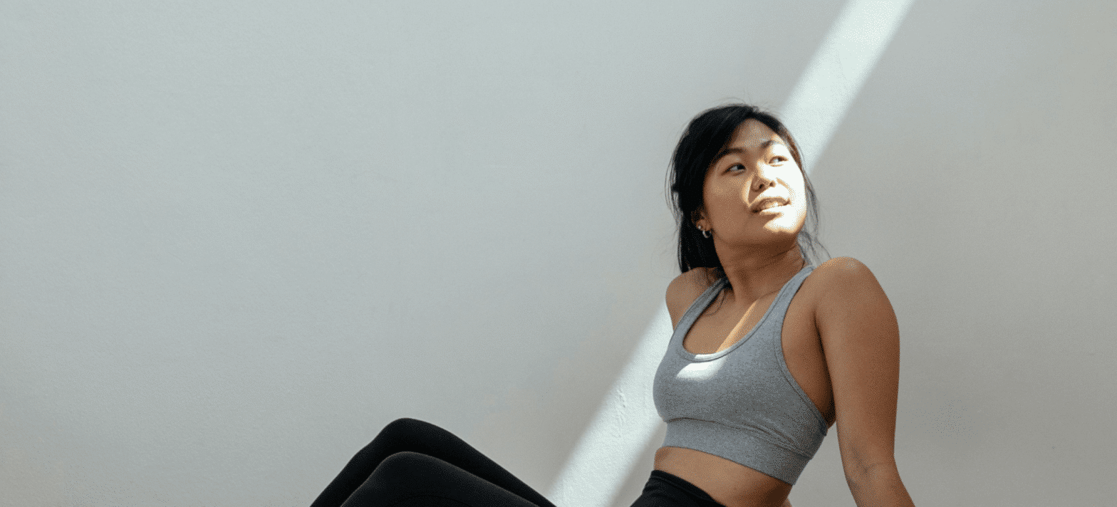 Woman resting after workout.