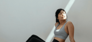 Woman resting after workout.